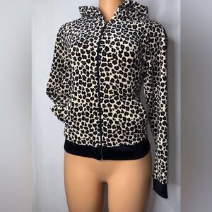 Juicy Couture Leopard Print Bomber Jacket - Cream & Black